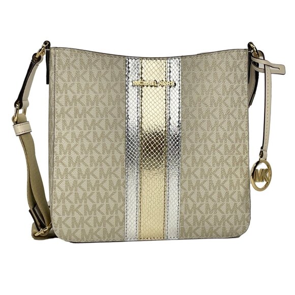 NEW Michael Kors Jet Set Travel Small Messenger Crossbody Bag Pale Gold Purse - Picture 1 of 7